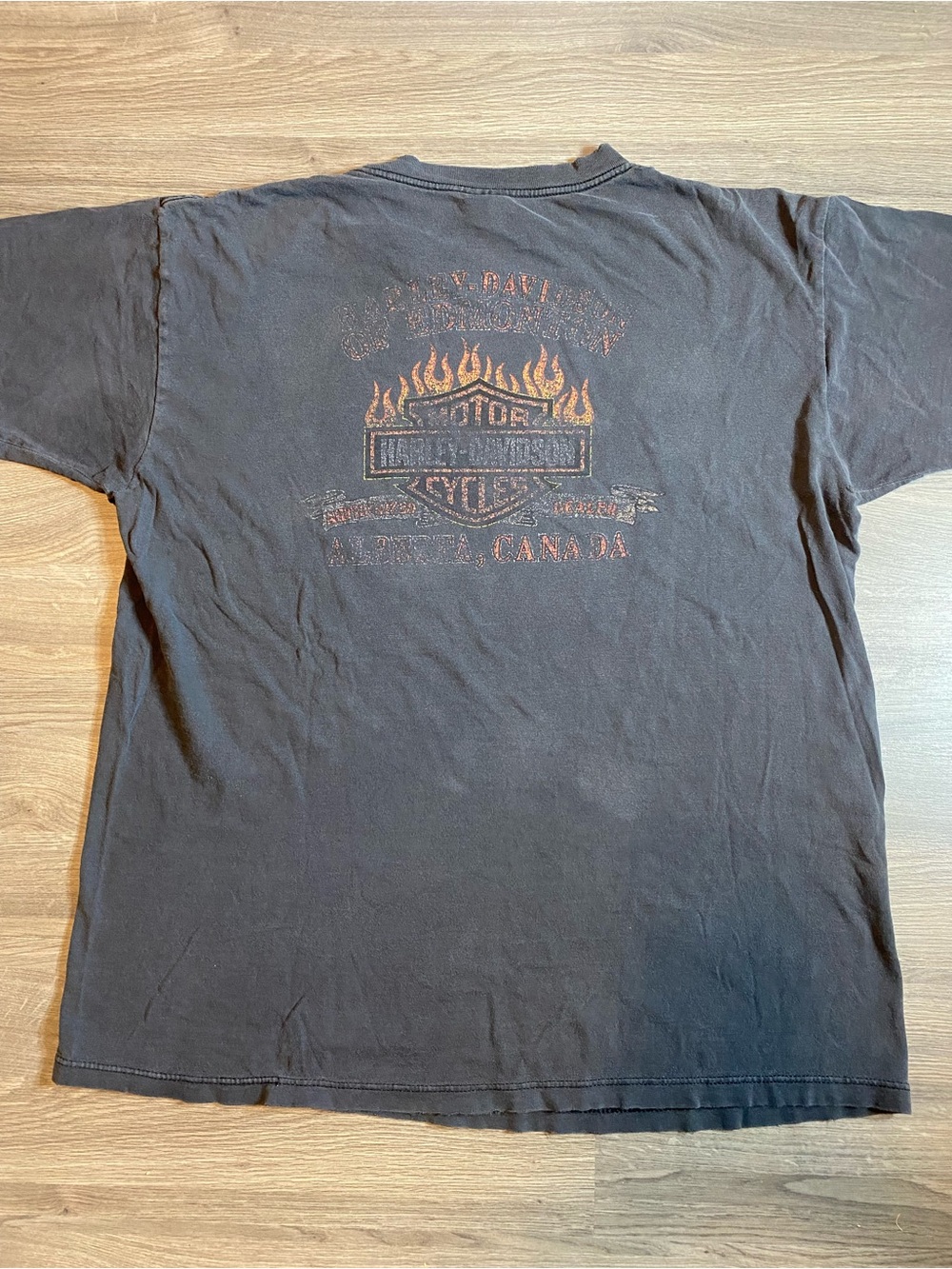 Harley-Davidson Black Tee with Red and Yellow Flame Shield - Edmonton, AB - Picture 4 of 8